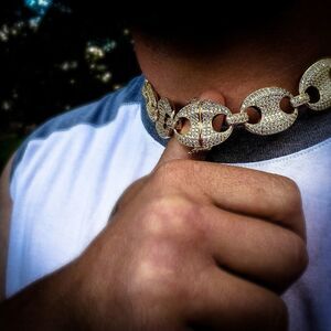 14k Gp Massive 24mm G-Link Lab Diamond Necklace